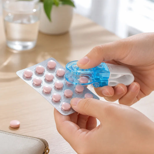 Pill Remover & Dispenser Compact Portable Built-In Storage