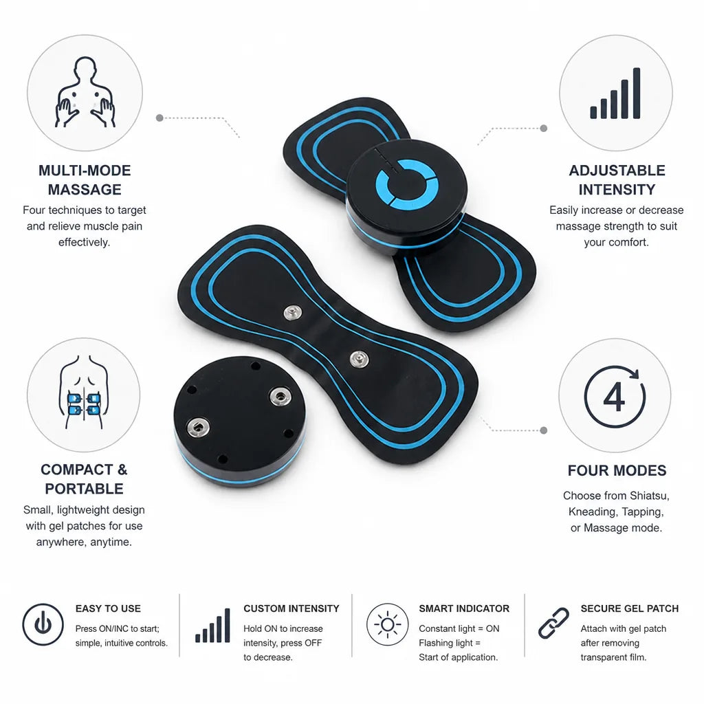 Portable Electric Massager Four Modes Gel Patch