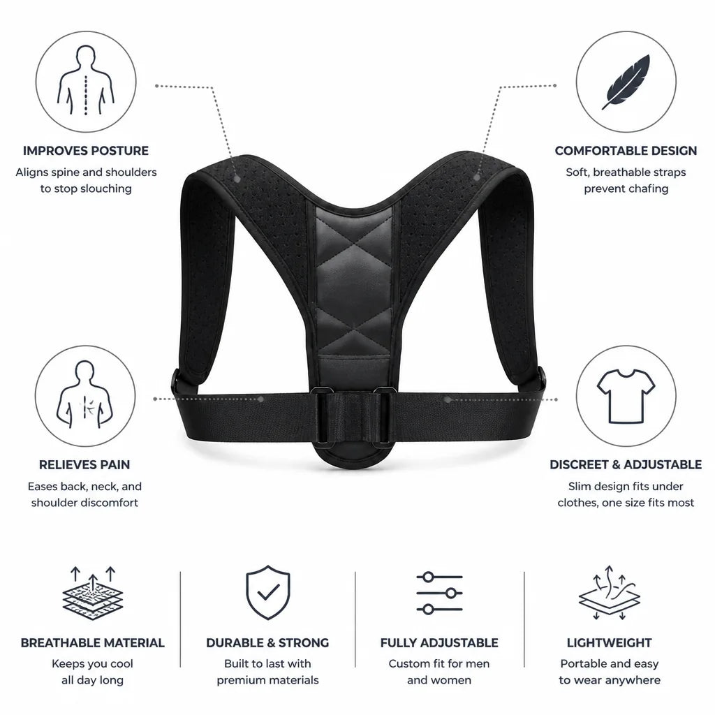 Posture Corrector Adjustable & Discreet Soft Straps