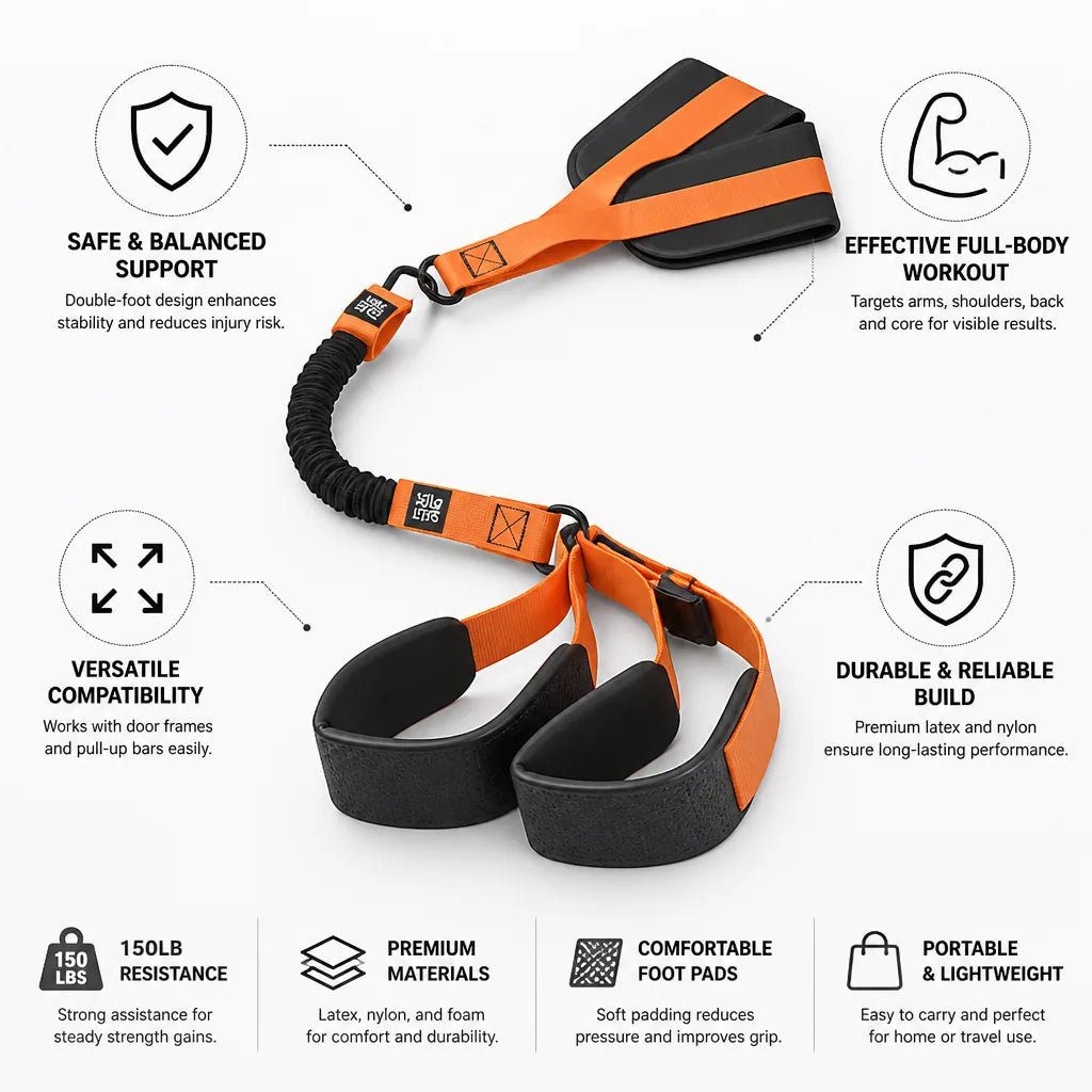 Pull-Up Assistance Band Double-Foot Stability 150 Lb Resistance