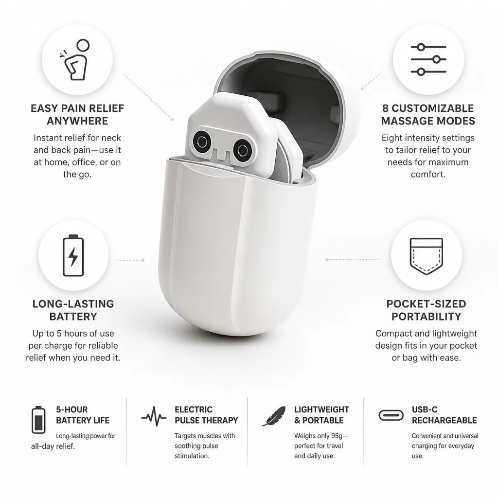 Pulse Massager Pocket-Sized 5-Hour Battery & 8 Modes