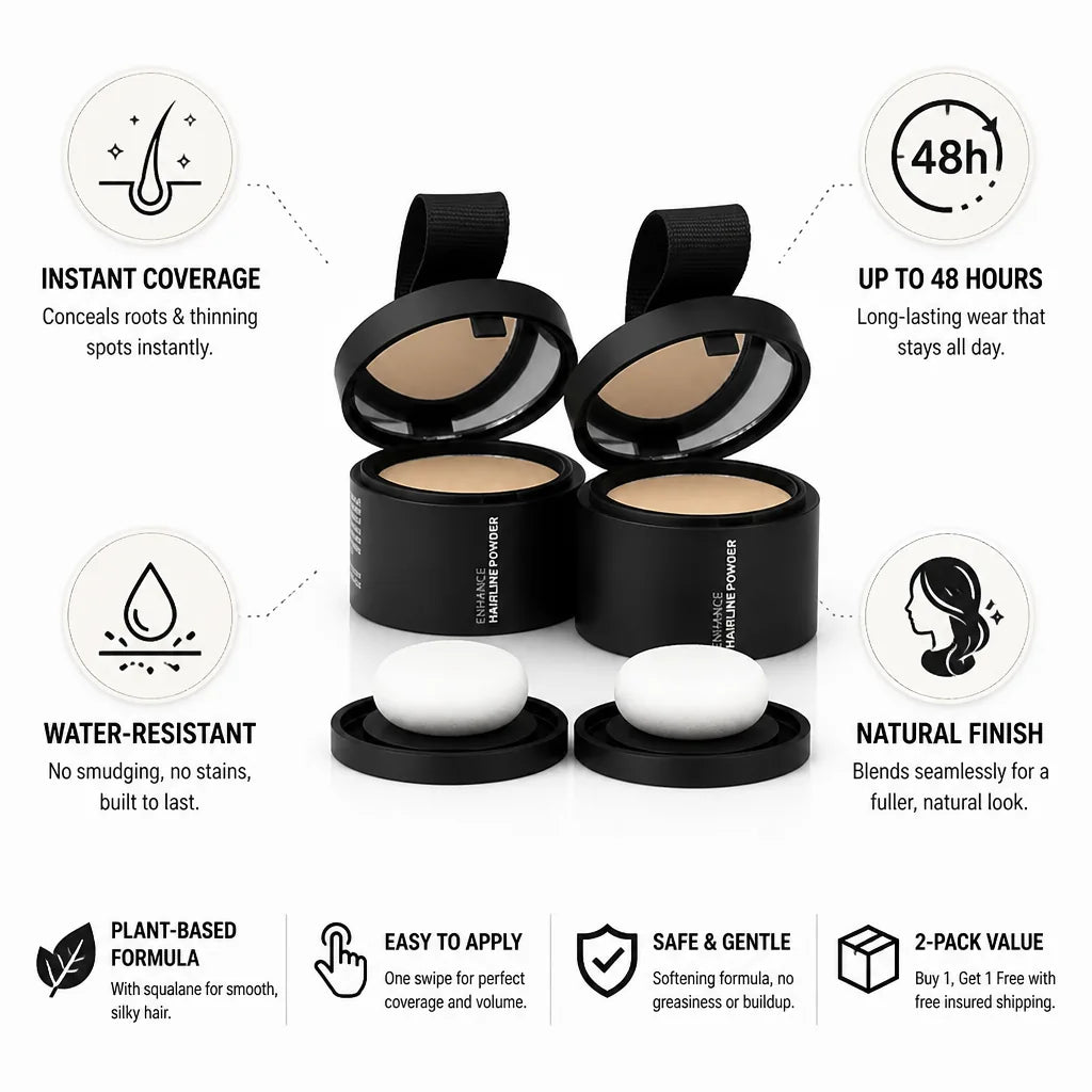 Root Concealer Powder Natural-Looking 48-Hour Water-Resistant 2-Pack