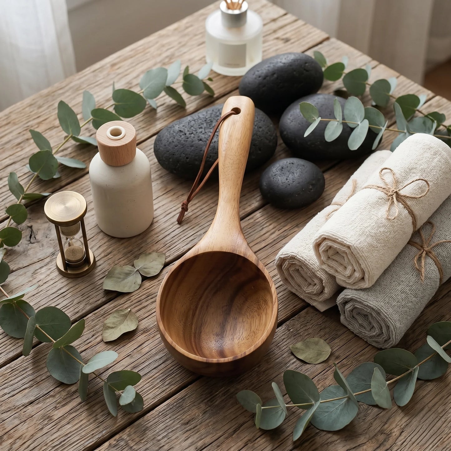 Sauna Ladle Wooden Long-Handle Ergonomic Grip