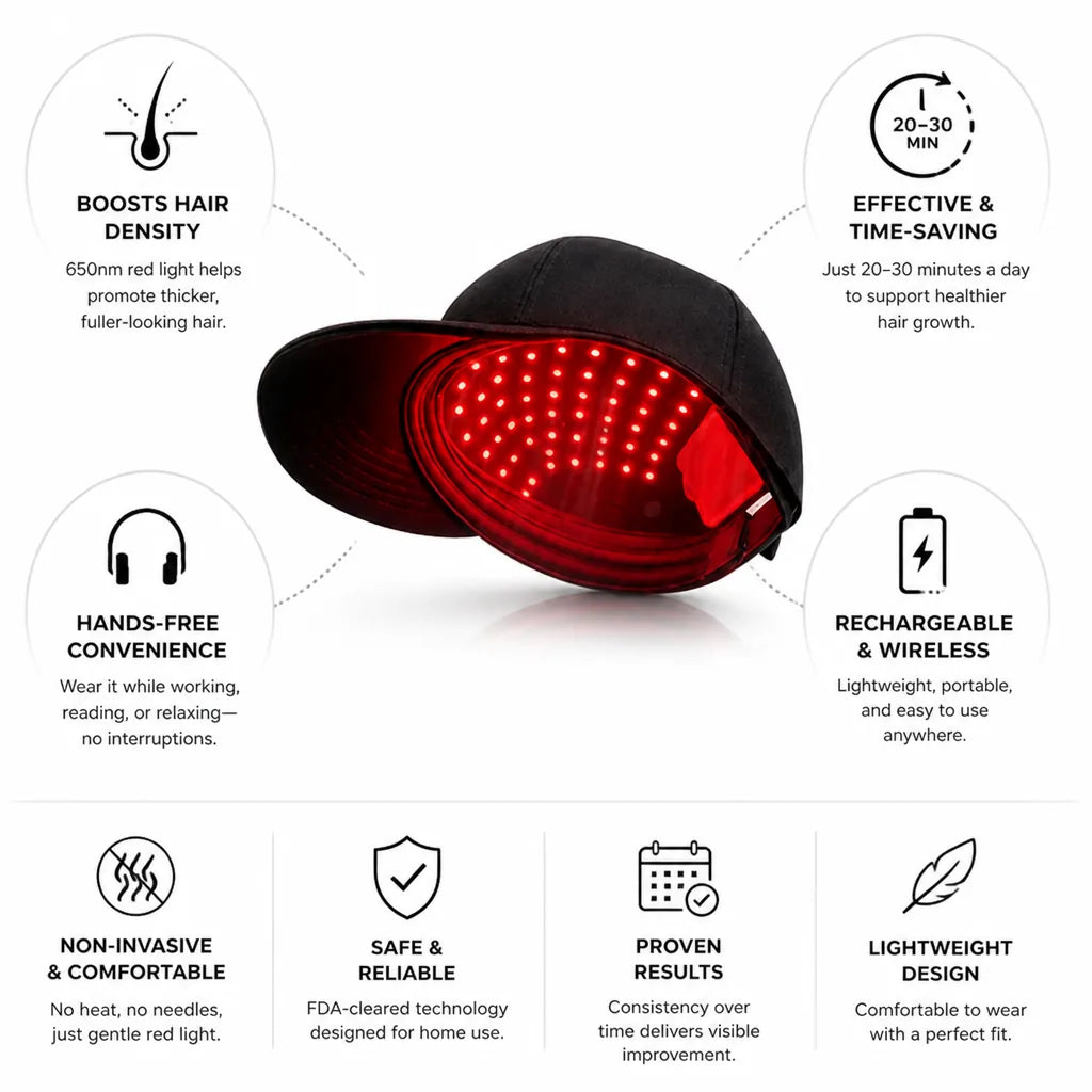 Scalp Therapy Cap Hands-Free Rechargeable 650nm Red Light