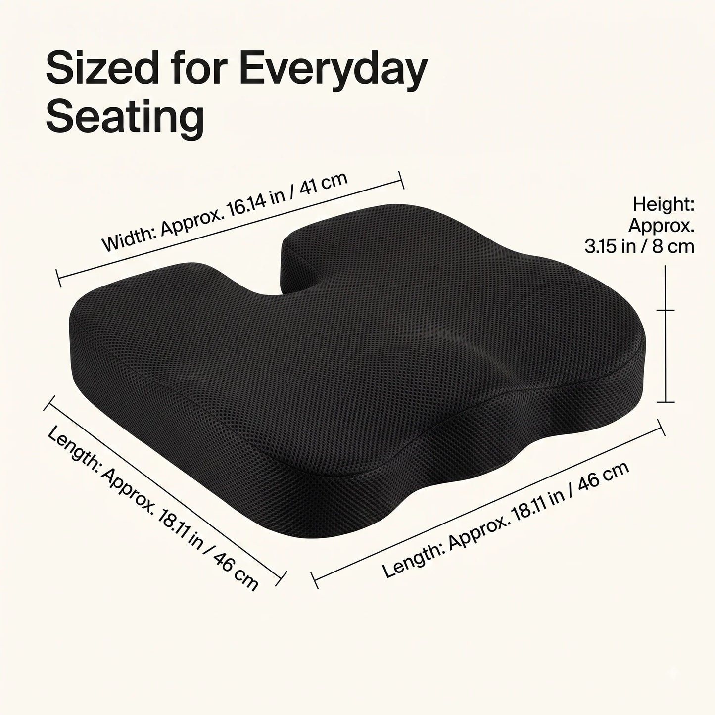 Seat Cushion Contoured Memory Foam Breathable Mesh Cover