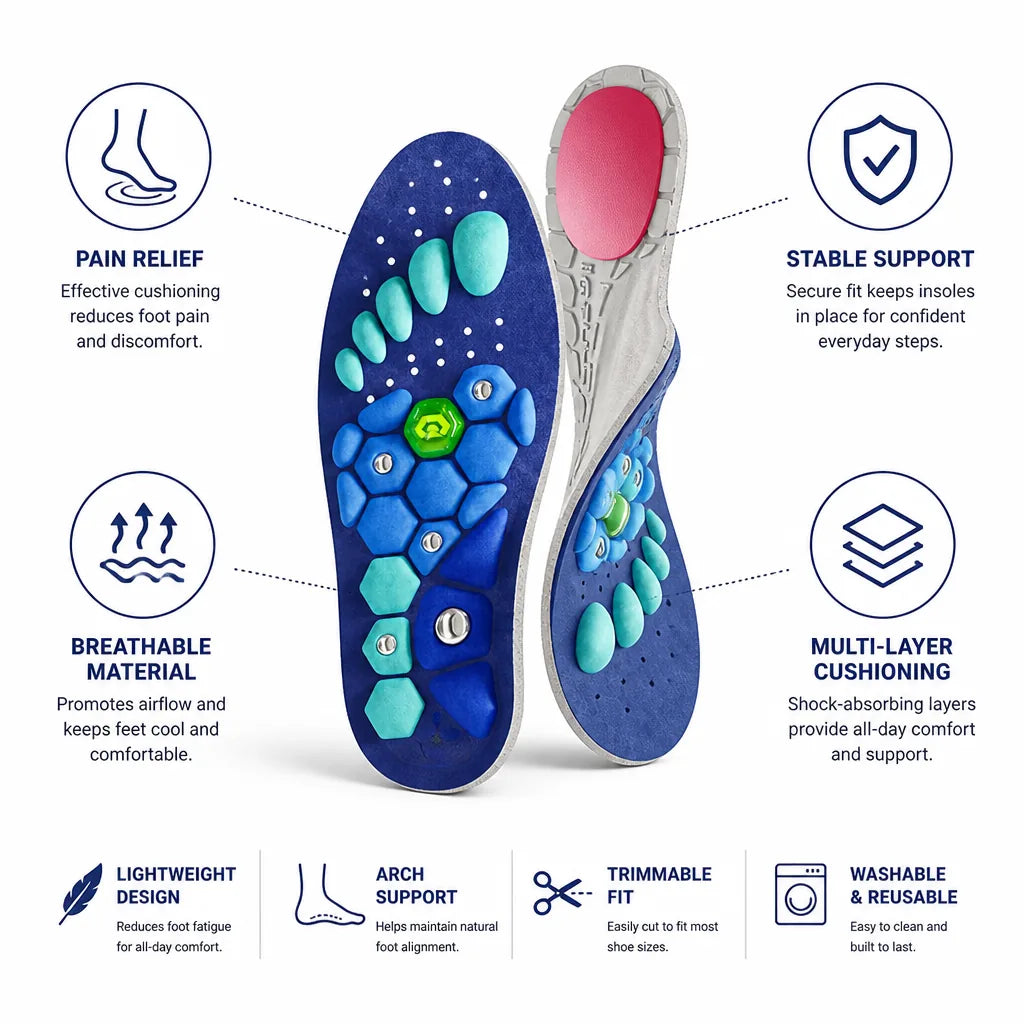 Shoe Insoles Breathable EVA Cushioning Two Pair Pack