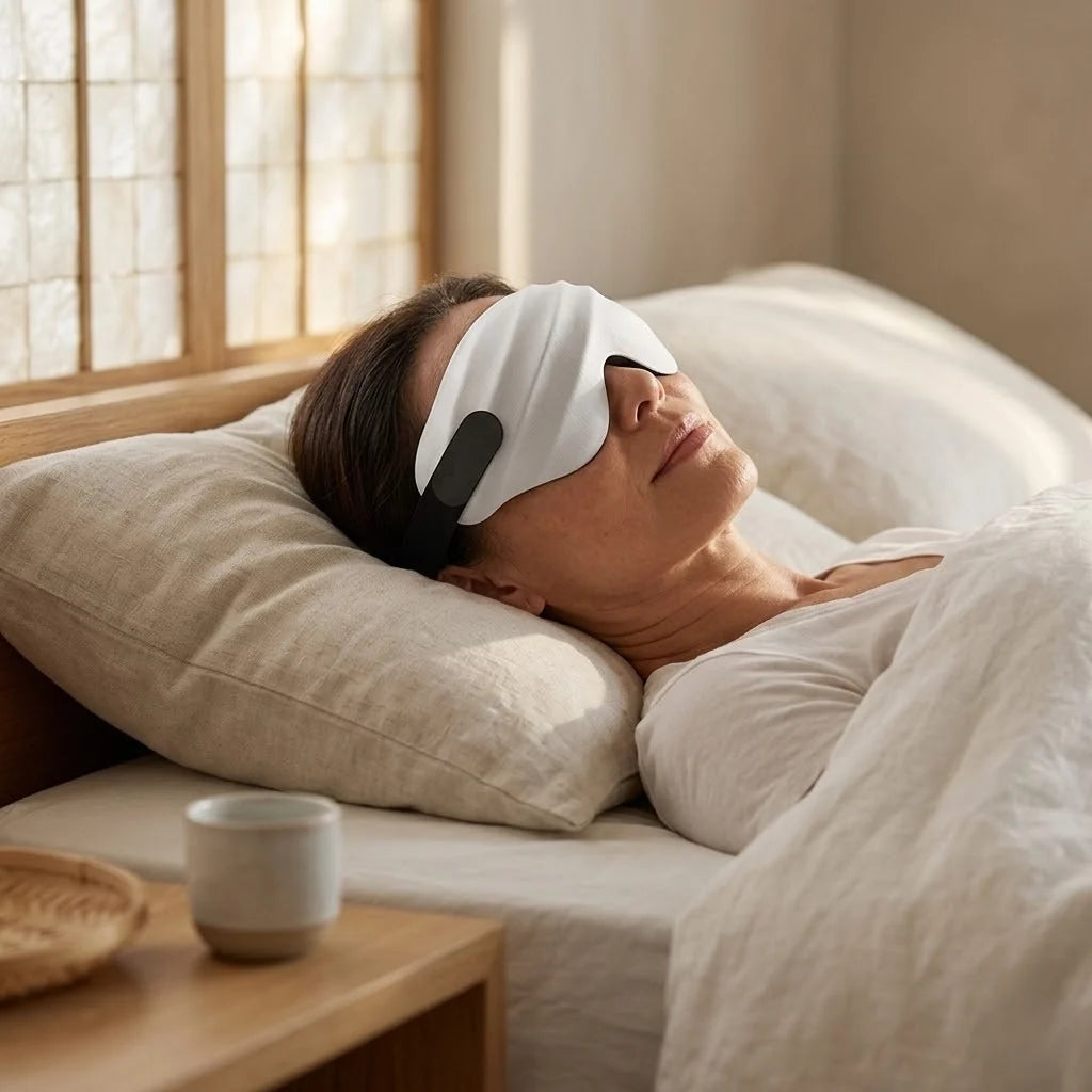 Sleep Mask Mulberry Silk Contoured Light Blocking Adjustable Strap