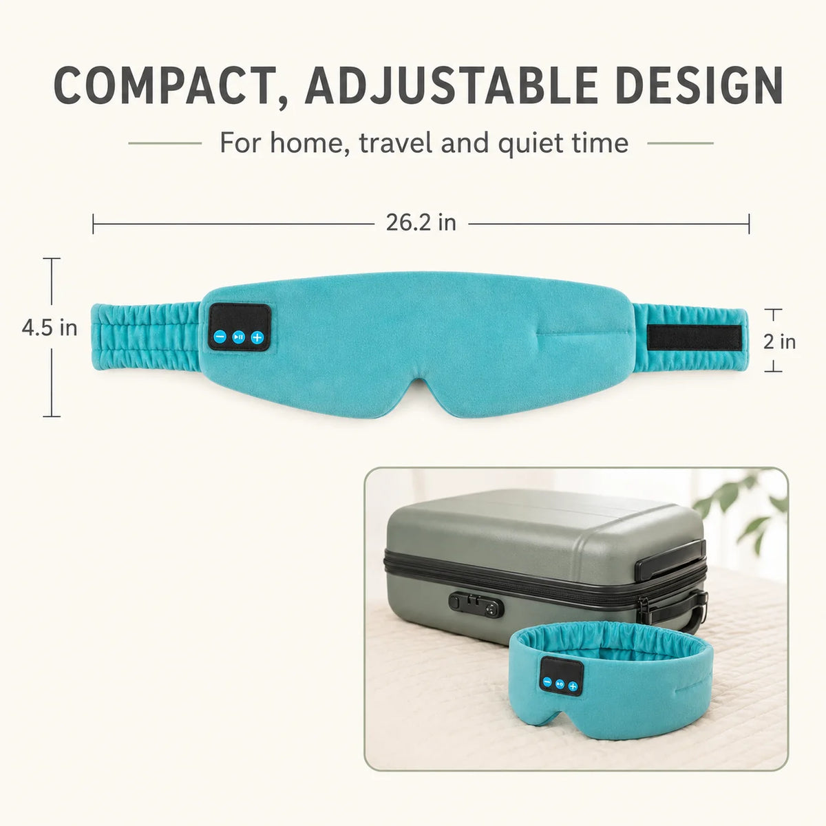 Sleep Mask Silk Lined Full Blackout Bluetooth 12-Hour Battery