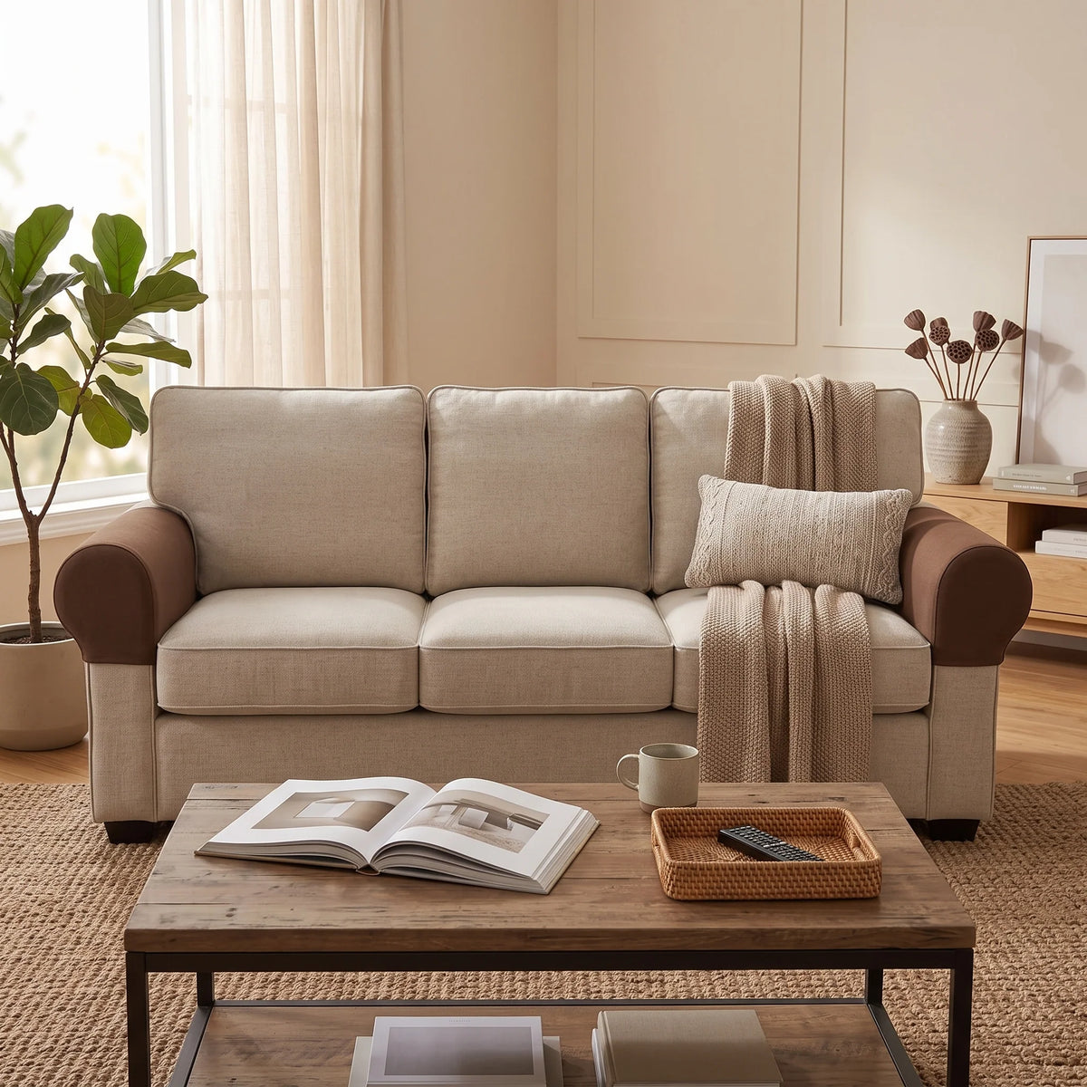 Sofa Armrest Covers Stretch-Fit Two-Piece Set