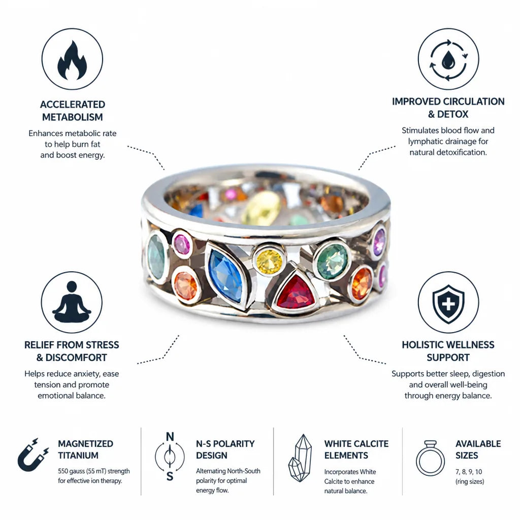 Therapy Ring Magnetized Titanium & White Calcite