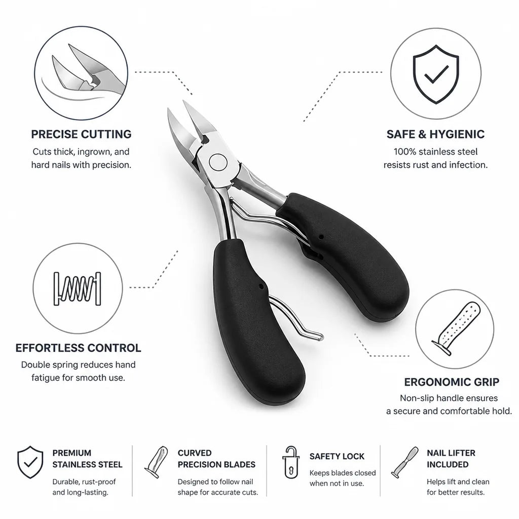 Toenail Scissors Curved Precision Blade Nail Lifter Stainless Steel