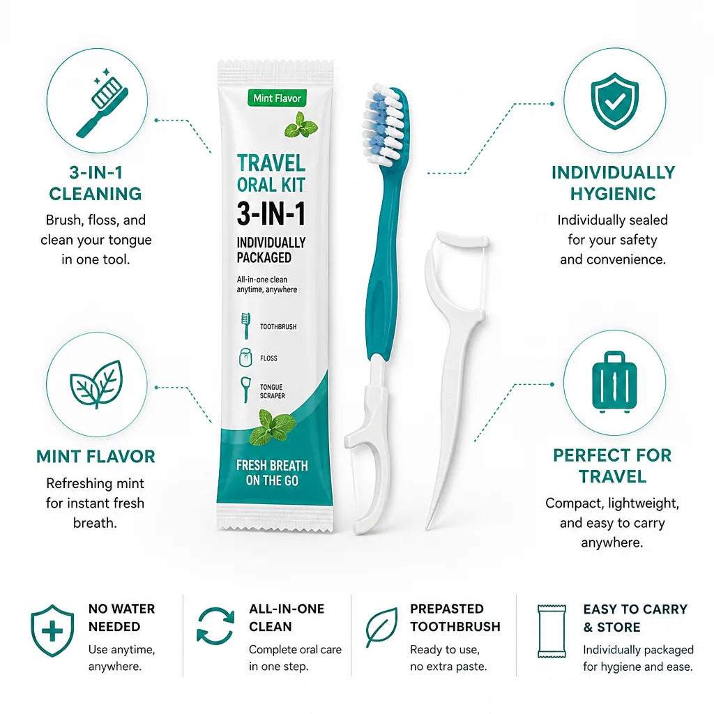 Travel Oral Kit 3-in-1 Individually Packaged Mint