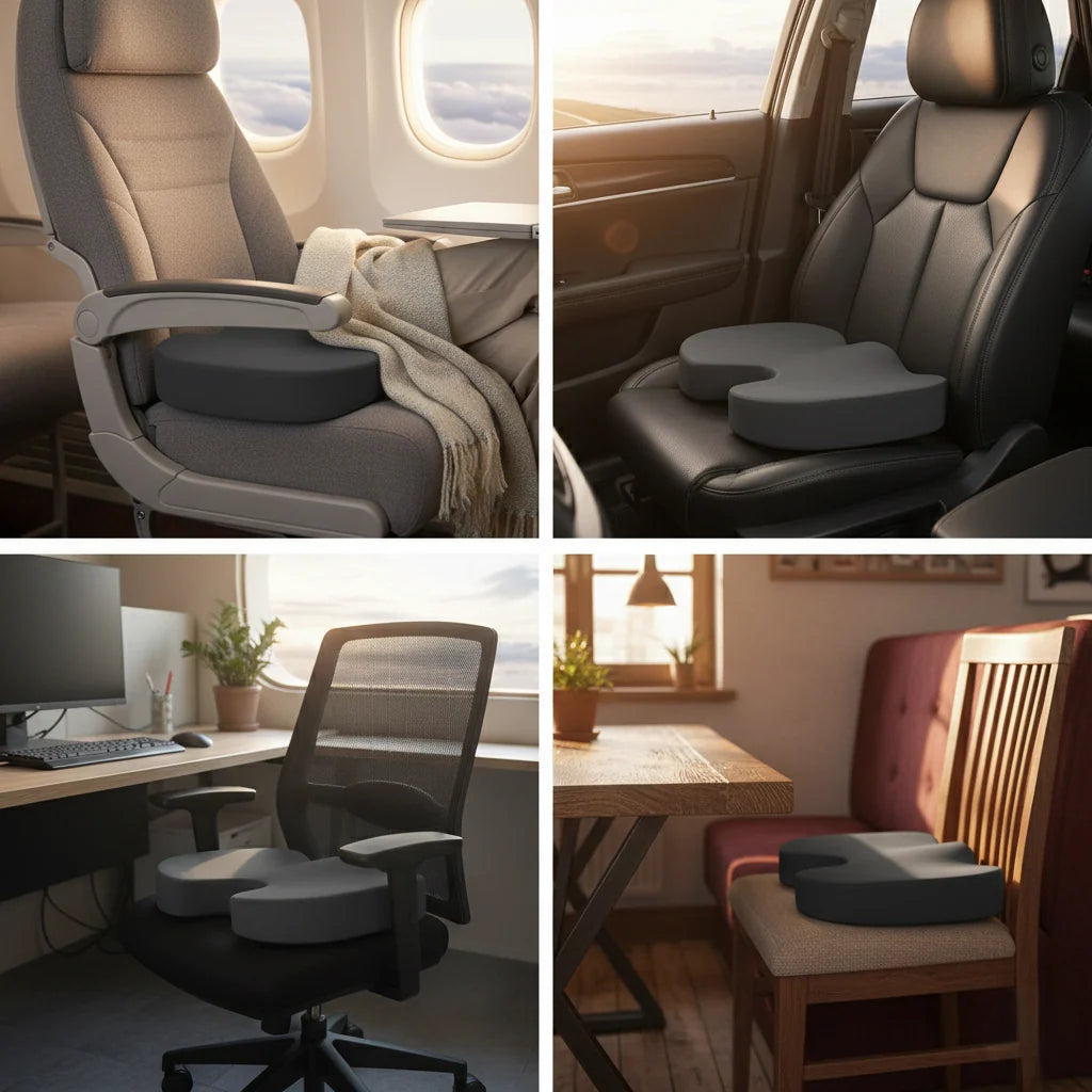 Travel Seat Cushion Memory Foam U-Shaped Tailbone Support