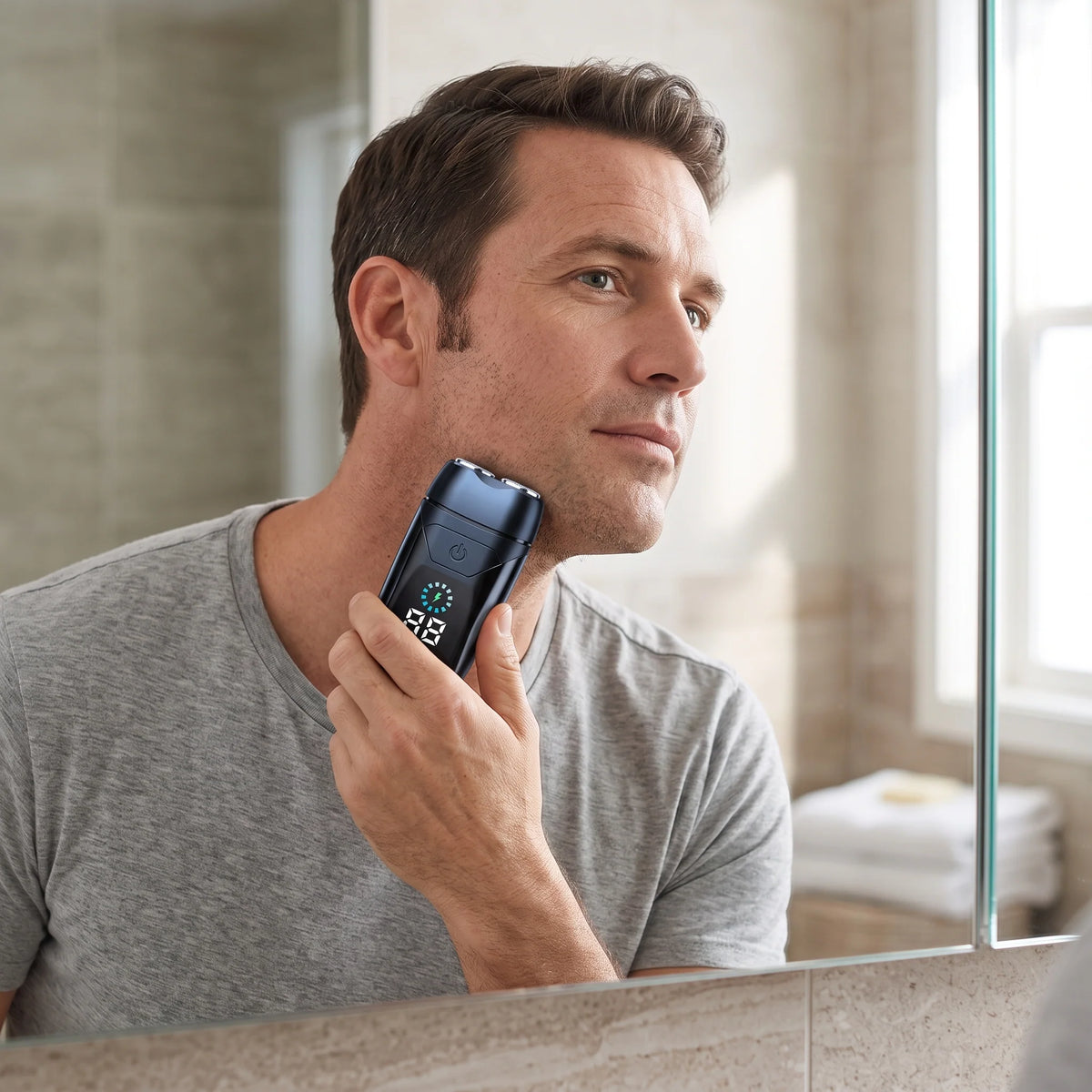 Travel Shaver Dual-Head Rotary Rechargeable Digital Display