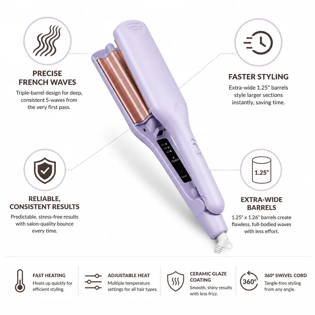 Triple-Barrel Curler French Waves 1.25 Inch Barrels