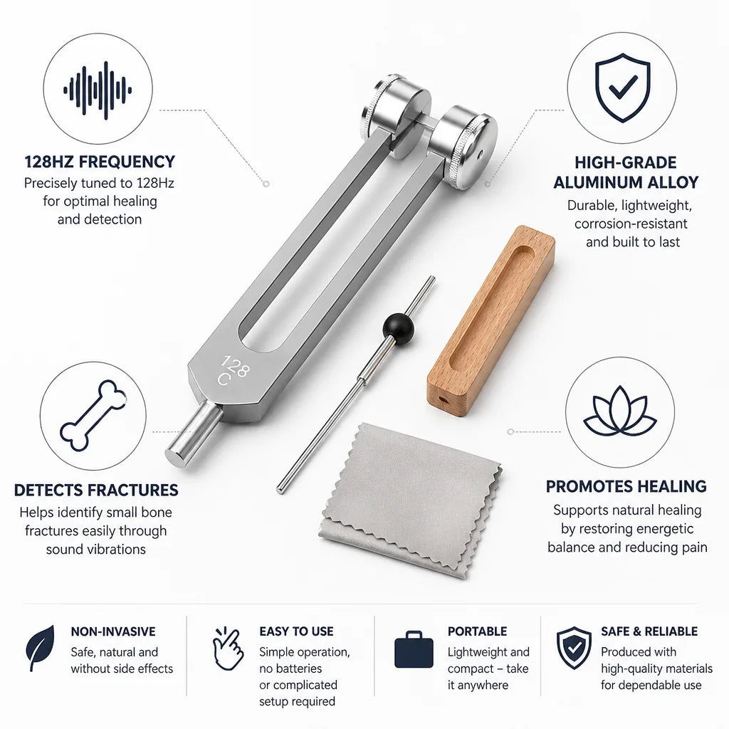 Tuning Fork 128 Hz Aluminum & Wood Detects Fractures