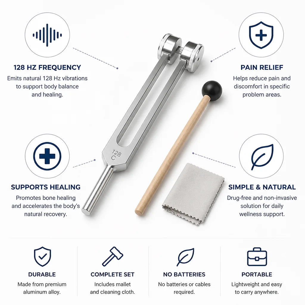 Tuning Fork 128 Hz Aluminum & Wood With Mallet
