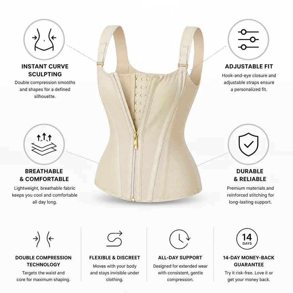 Waist Shaper Double Compression & Adjustable Fit