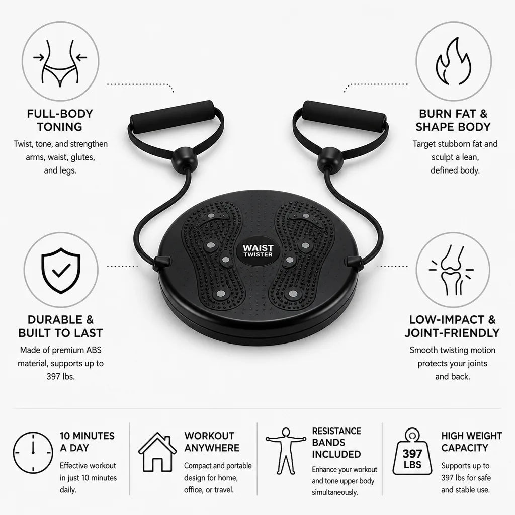 Waist Twister Board Full-Body Toning Low-Impact Supports 397 lbs