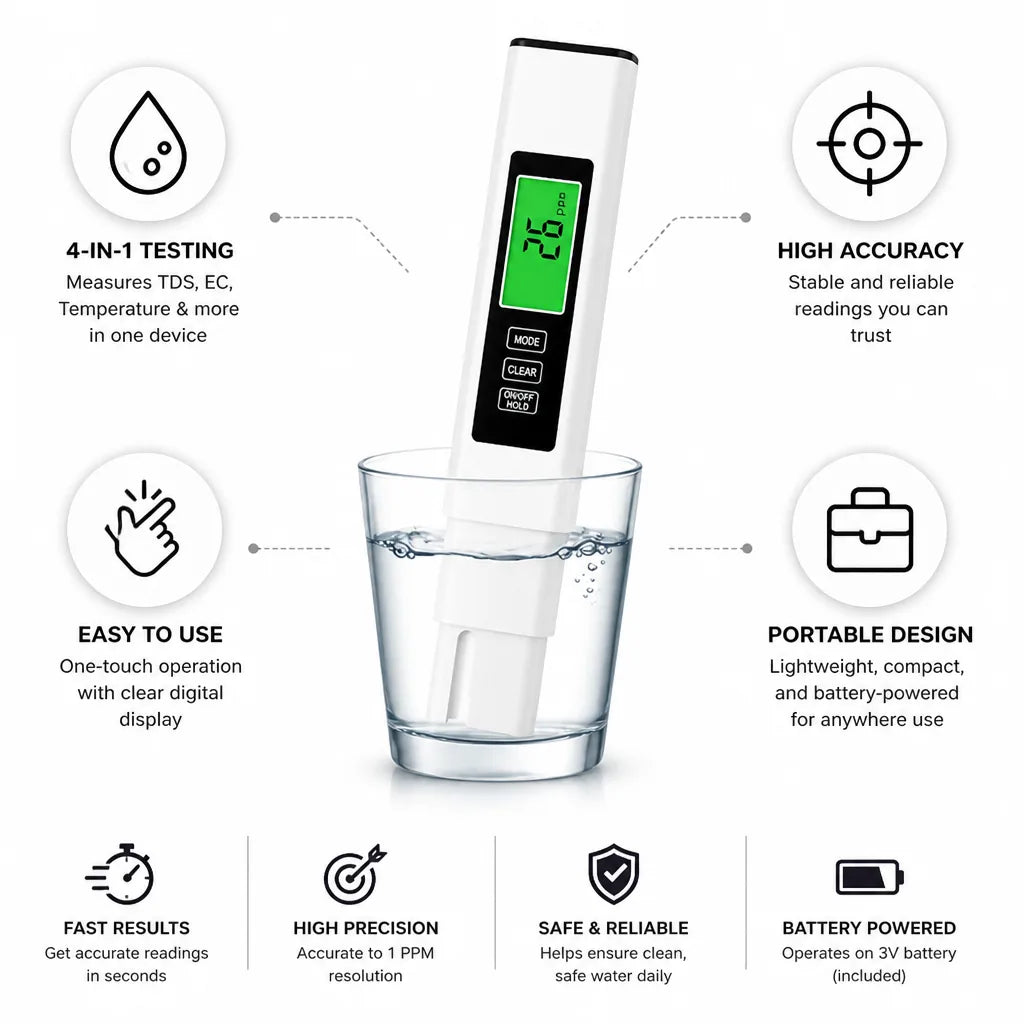 Water Quality Tester Digital 4-in-1 TDS & Temp