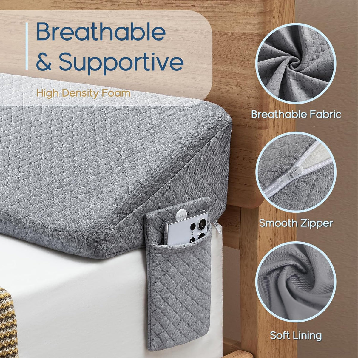 Wedge Pillow Ergonomic Memory Foam 15cm Height
