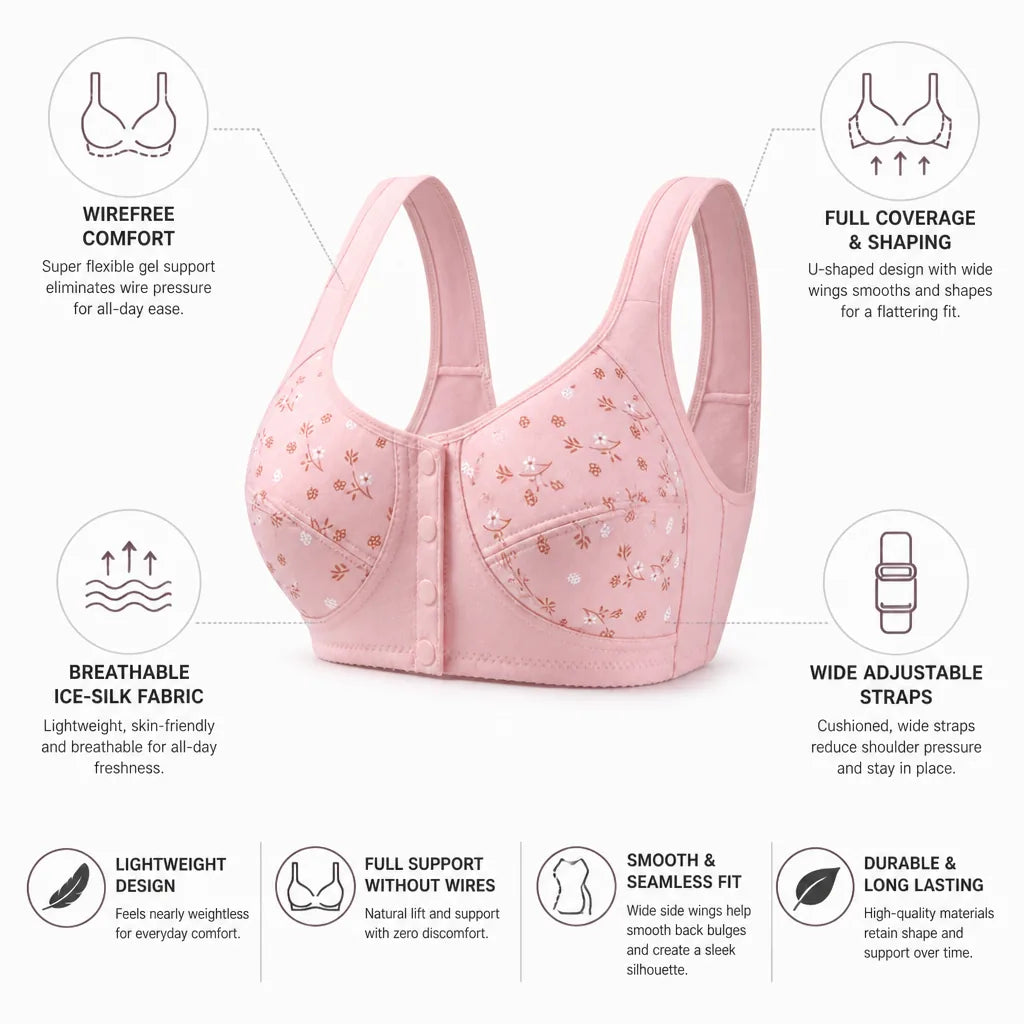 Wirefree Bra U-Shaped Gel Support Ice-Silk Fabric