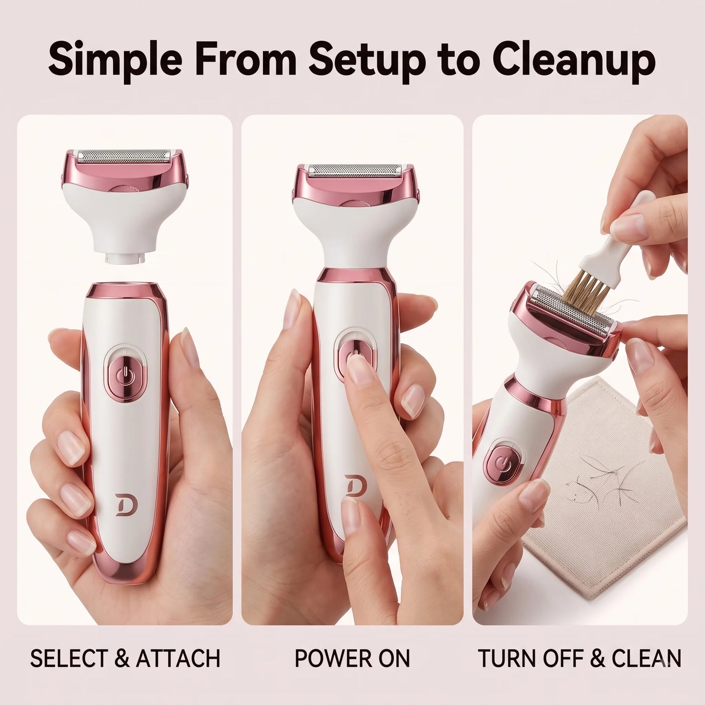 Women's Shaver & Trimmer Rechargeable Precision 4-in-1