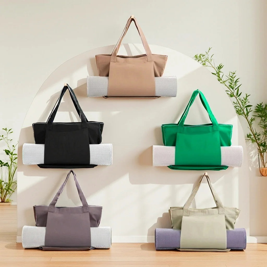 Yoga Mat Carry Bag Canvas Adjustable Strap Extra Storage