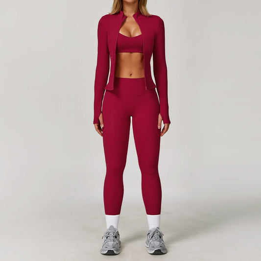 Yoga Set Seamless Long Sleeve Quick-Dry