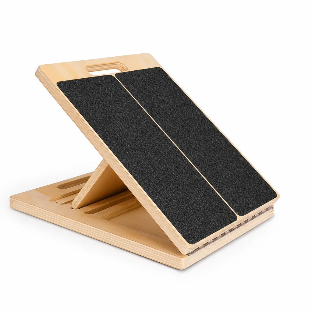 Foldable Solid Wood Non-Slip Calf Stretch Board (5-Position Adjustable)