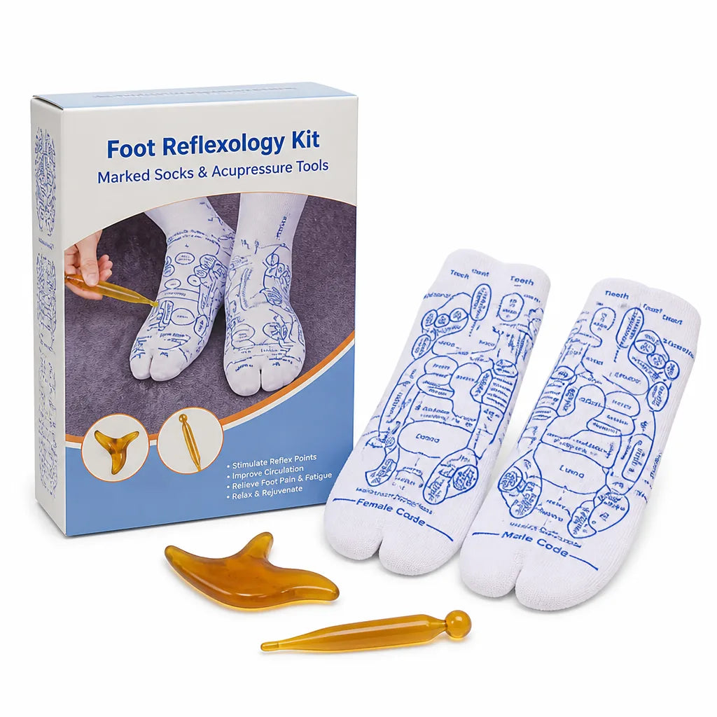 Foot Reflexology Kit Marked Socks & Acupressure Tools