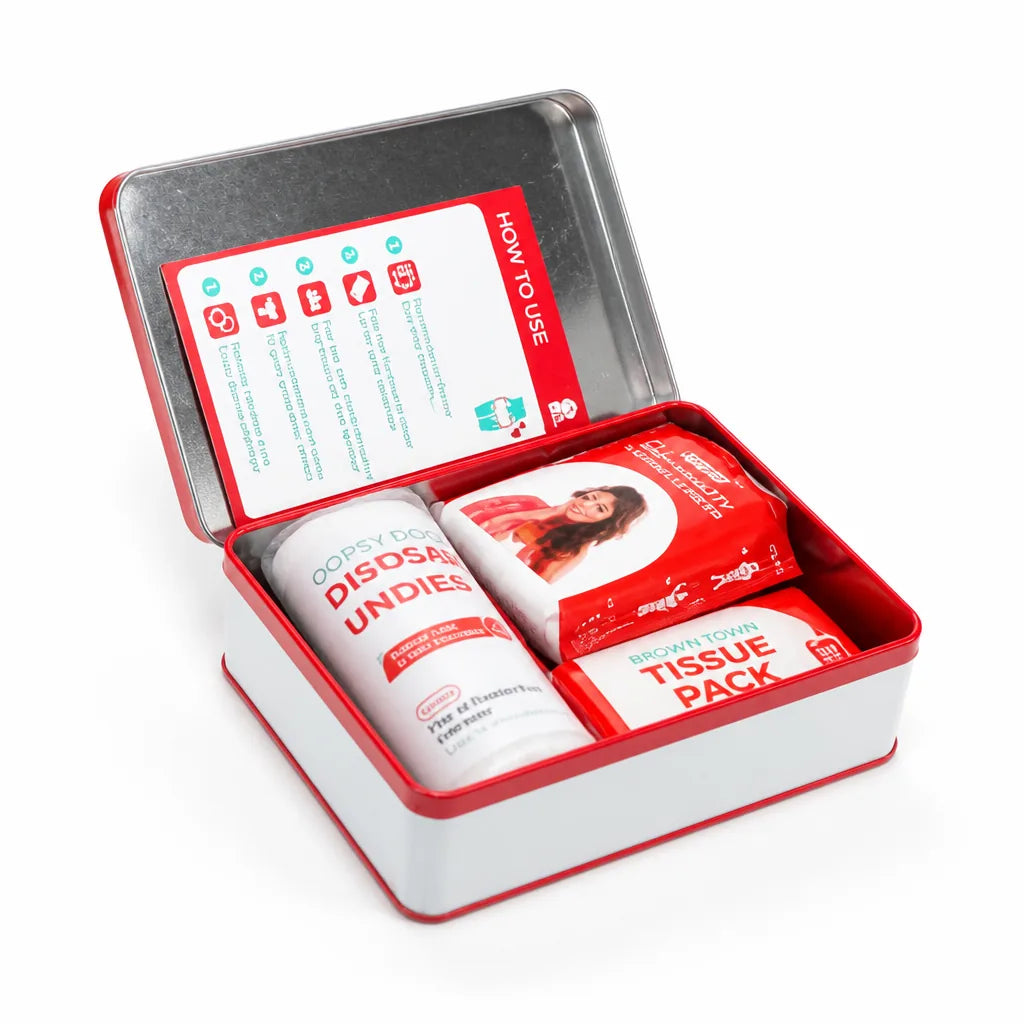 Personal Emergency Kit Pocket-Sized Tin Wipes & Disposable Underwear