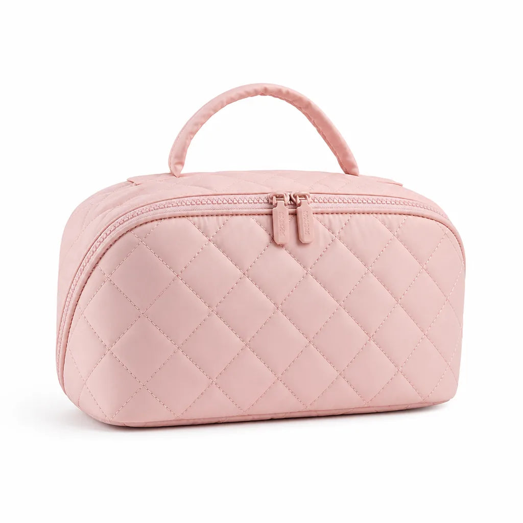 Travel Makeup Bag 180° Lay-Flat & Machine-Washable Lining