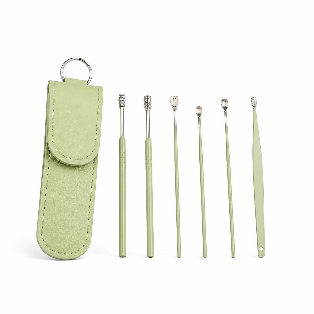 Ear Cleaning Kit Stainless Steel Scoop & Spiral Tips
