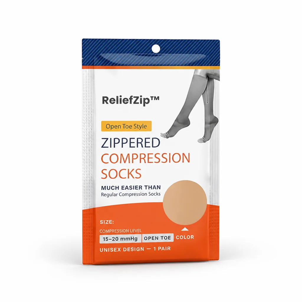 Compression Socks Targeted Support Easy-Zip Closure Breathable Fabric