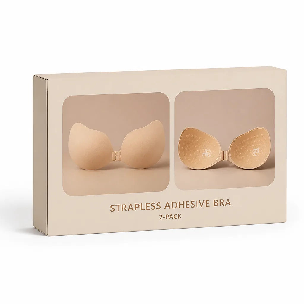 Strapless Adhesive Bra Push-Up Seamless 12-Hour Hold 2-Pack