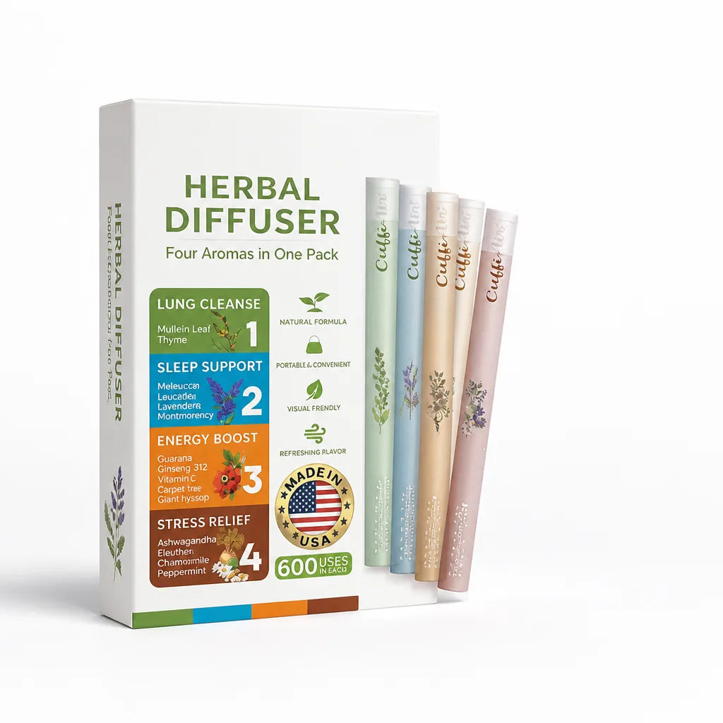 Aromatherapy Inhaler Pocket-Sized Natural Botanical 4 Aromatic Blends
