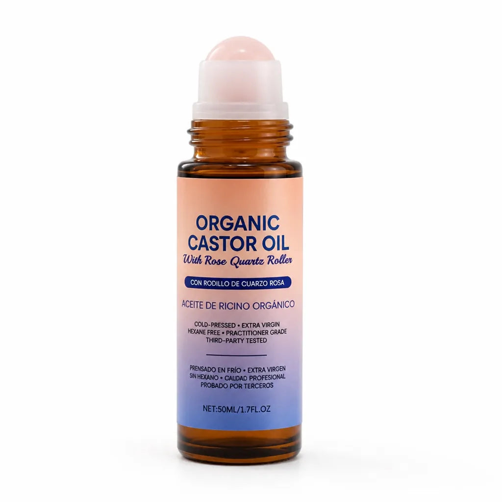 Facial Roller Rose Quartz & Golden Castor Oil