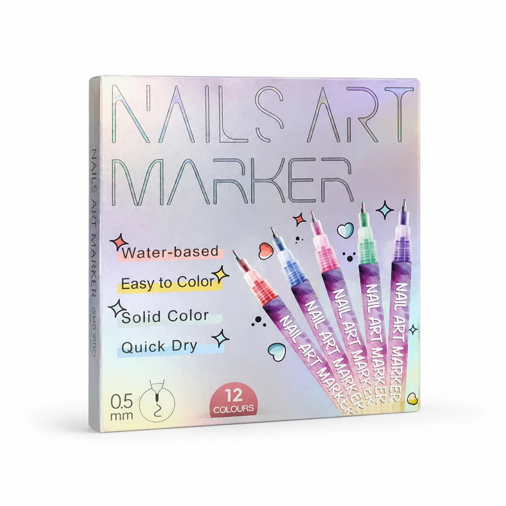 Nail Art Pens Ultra-Fine Tip 12 Vivid Shades