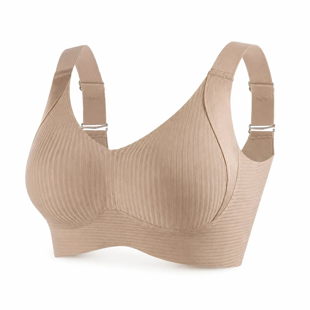 Push-Up Bra Wireless Ribbed Cotton Adjustable Straps