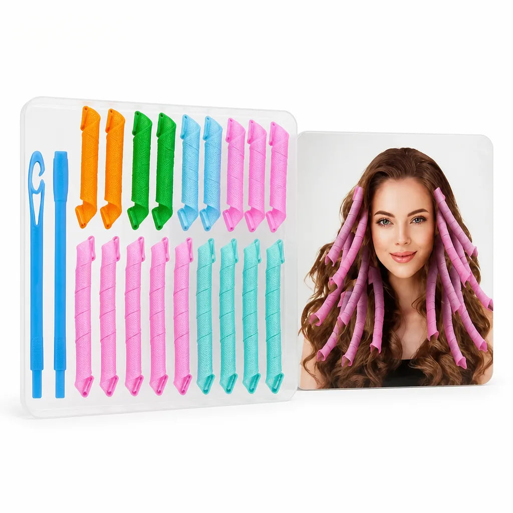 Hair Curler Kit Heatless Overnight Set Of 18 Rollers