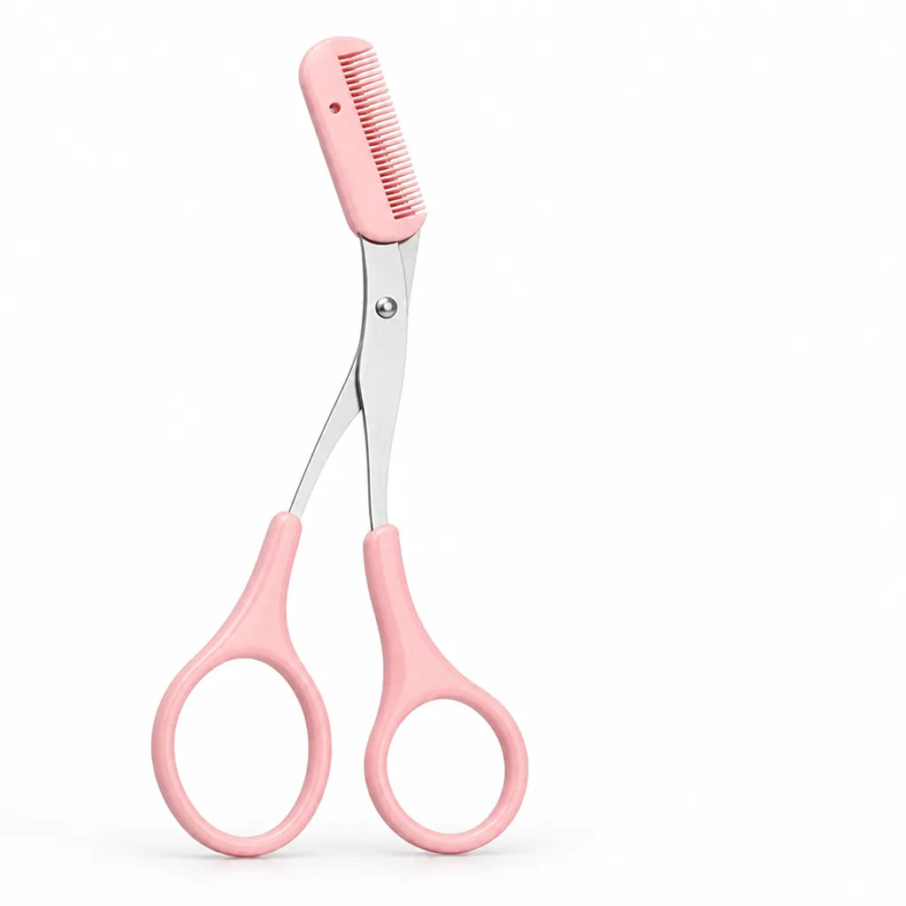 Eyebrow Scissors Stainless Steel Ergonomic Handle & Safety Comb