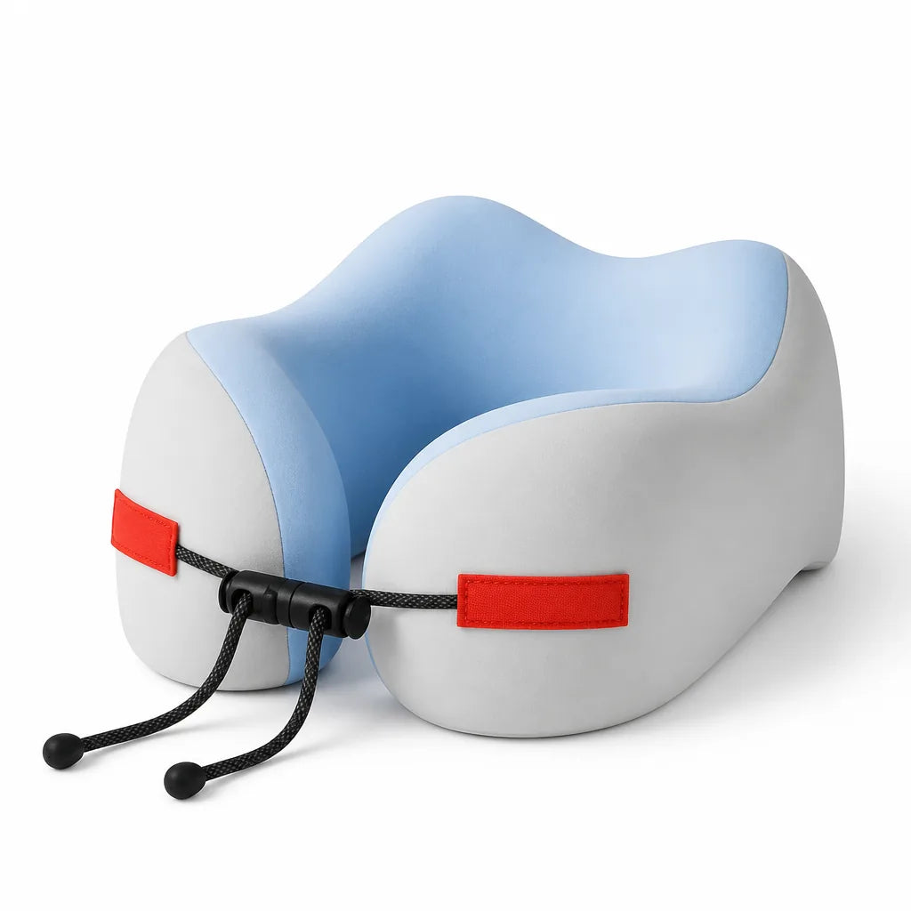 Travel Neck Pillow Contoured Memory Foam Adjustable Fit