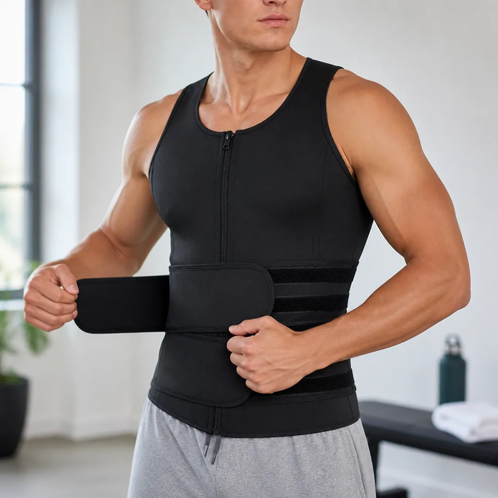 Men's Waist Shaper Double Compression & Steel Bones