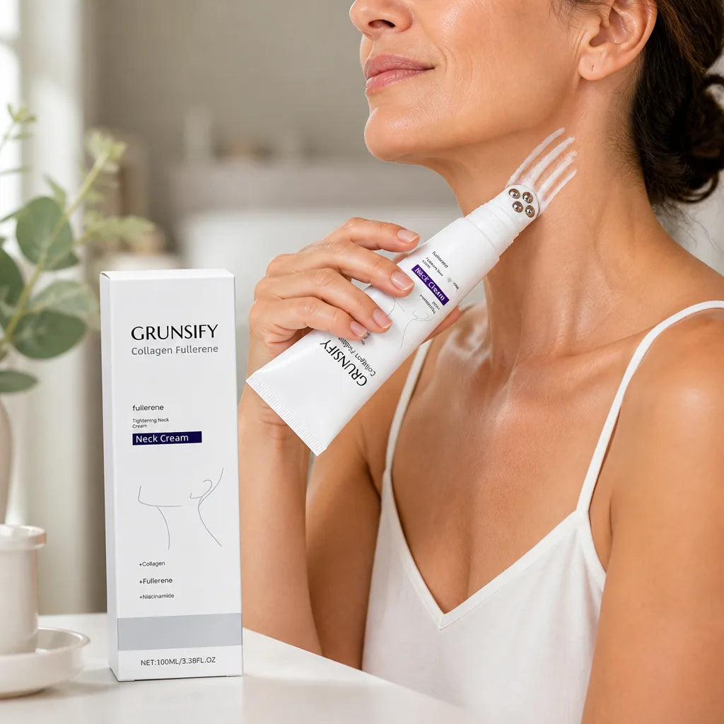 Neck Cream 5-Ball Massage Applicator Peptides & Hyaluronic Acid