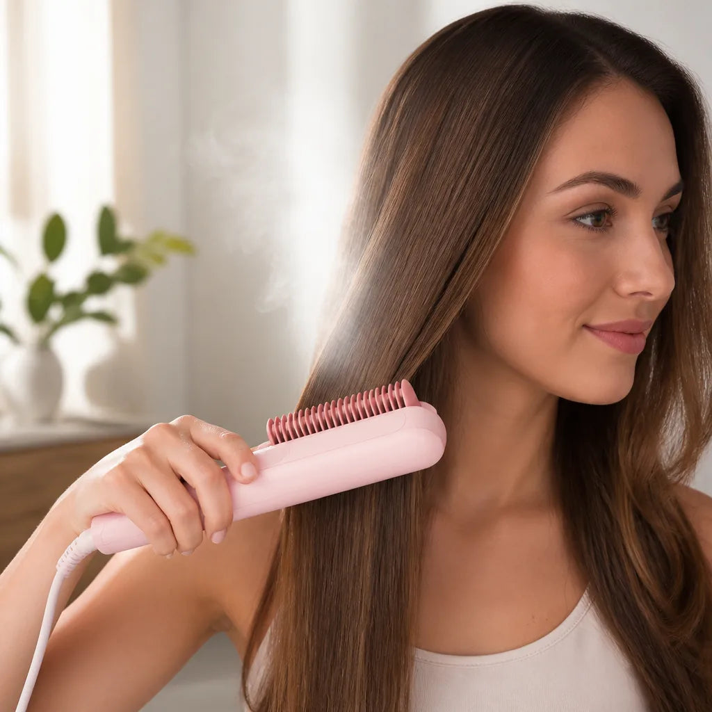 Steam Straightening Brush 3-in-1 Hydro-Infusion Anti-Scald