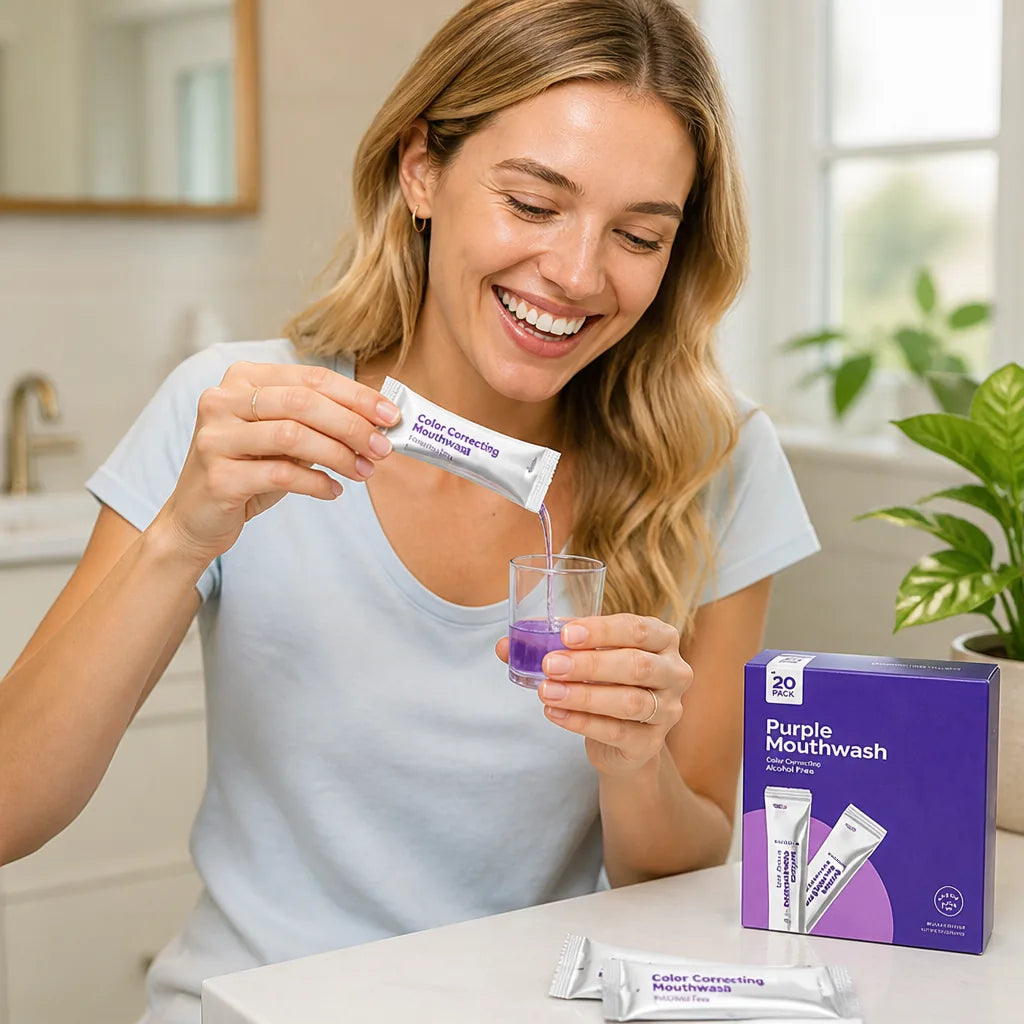 Mouthwash Sachets Single Use Color Correcting Alcohol Free