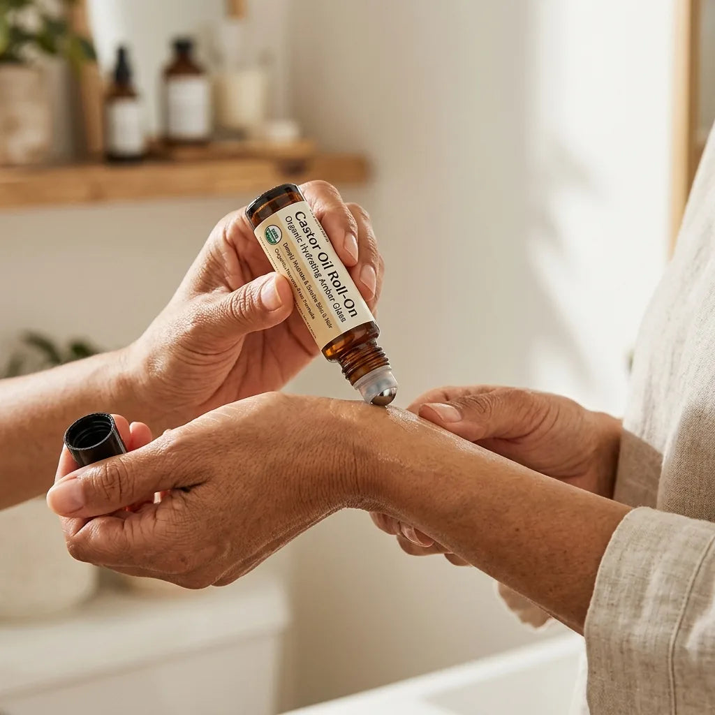 Castor Oil Roll-On Organic Hydrating Amber Glass