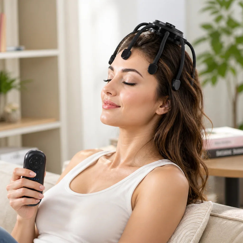 Head & Scalp Massager 360° Coverage Adjustable Vibration