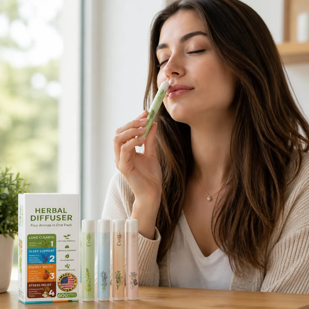 Aromatherapy Inhaler Pocket-Sized Natural Botanical 4 Aromatic Blends